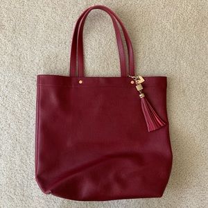 Burgundy faux leather tote